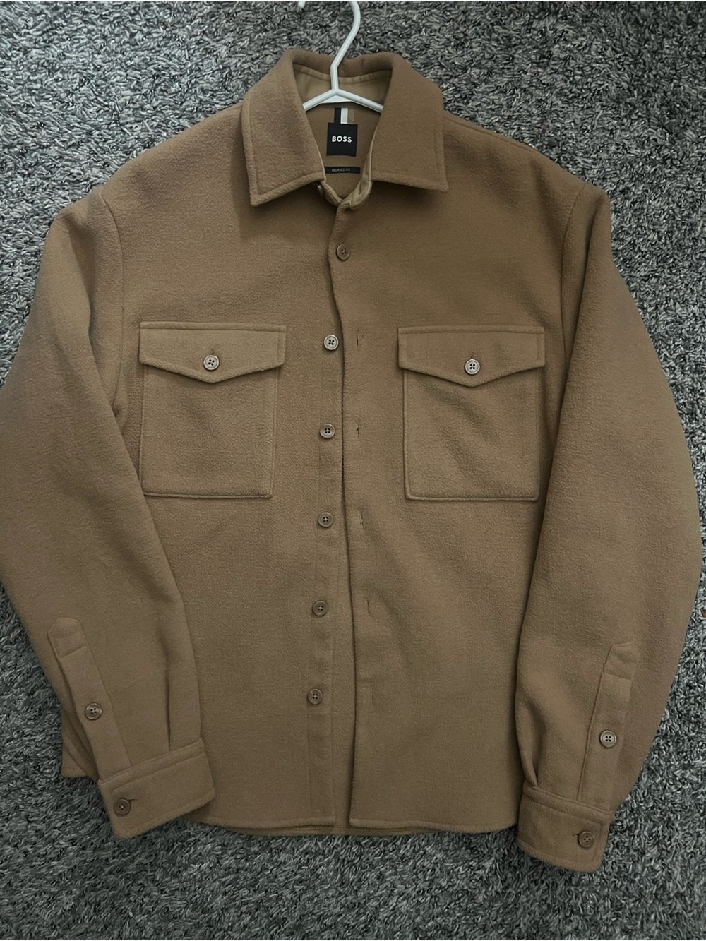 BOSS Men's Camel/Tan Wool Jacket with Chest Pockets - Picture 1 of 9